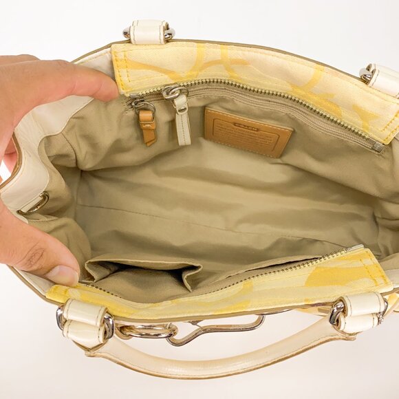 COACH Hampton Signature Stripe Spring Canvas Yellow Shoulder Bag - L0885-F13337 - Picture 3 of 16